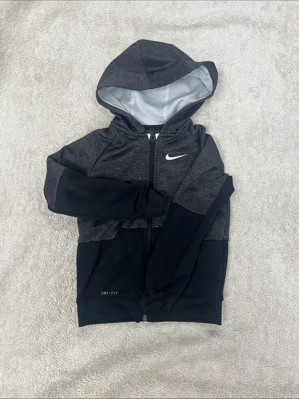 Nike Kids Black & Charcoal Dri-FIT Zip Hoodie